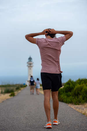 Man running on the Island of Formentera.の写真素材