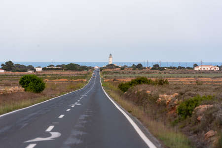 Road to the lighthouse in La Mola in Formentera in the summer of 2021.の写真素材