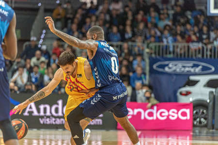 Andorra La Vella, Andorra : 2022 April 03 : Players in the ACB League match between Mora BAnc Andorra vs FC Barcelona in Andorra La Vella.のeditorial素材