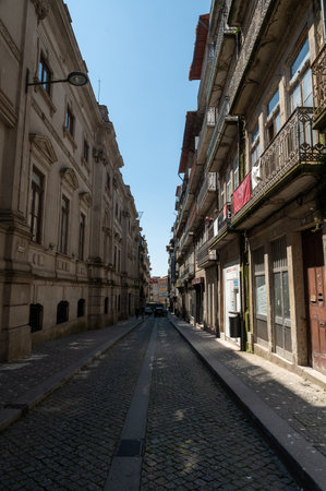 Port, Portugal. 2022 May 4 . Streets of the city center of Porto on a sunny day in summer 2022.のeditorial素材