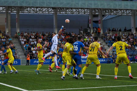 Andorra La Vella, Andorra. 2022 May 22 . Players in action in the match for the first RFEF between FC Andorra 1 vs 0 UCAM Murcia in 2022.のeditorial素材