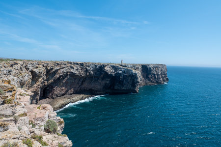 Coast of Sagres in the Algarve from the Sagres Fortress, Portgual.のeditorial素材