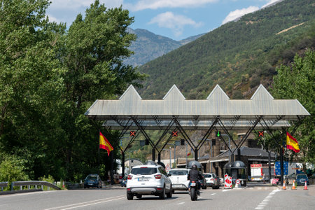 Fraga de Moles, Spain. 2022 July 20 . Hispanic - Andorran border that divides the countries of Andorra and Spain in the summer of 2022.のeditorial素材