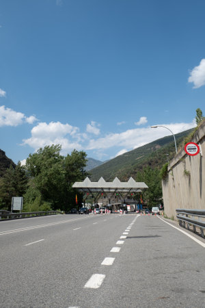 Fraga de Moles, Spain. 2022 July 20 . Hispanic - Andorran border that divides the countries of Andorra and Spain in the summer of 2022.のeditorial素材