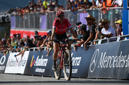 Vallnord, Andorra. July 17 2022 . UCI Mountain Bike World Cup 2022 - DAY 4, Cyclists in the CROSS-COUNTRY SHORT TRACK Women in the UCI World Cup Andorra 2022 Pal - Arinsal, Andorra.-のeditorial素材