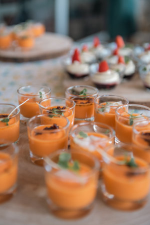 Wedding buffet in heart of glass on the beach of Tarragona in Spain.のeditorial素材