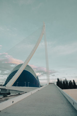 Valencia, Spain : 2022 December 9 : Panorama outside CaixaForum Valencia, Museum of Sciences and...