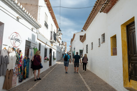 Grandvalira, Andorra : 2022 November 15 : People walking through the streets of the tourist city of Altea in Valencia, Spain in 2022.のeditorial素材