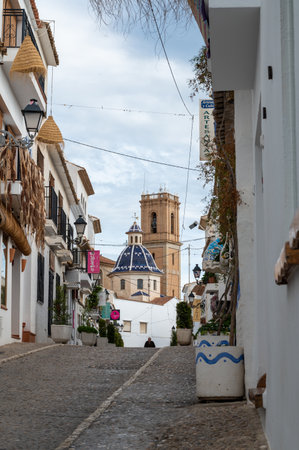 Grandvalira, Andorra : 2022 November 15 : Panorama of the streets of the tourist city of Altea in Valencia, Spain in 2022.のeditorial素材