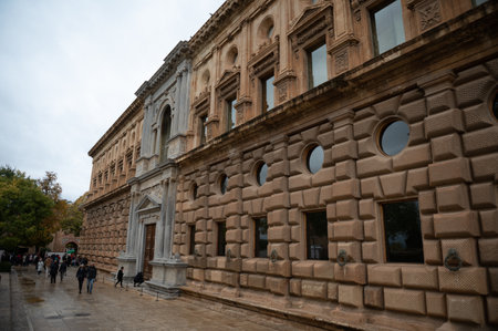 Granada, Spain : 2022 november 20 Panorama at the Palace of Carlos V in the Alhambra in Granada, Spain in 2022.のeditorial素材