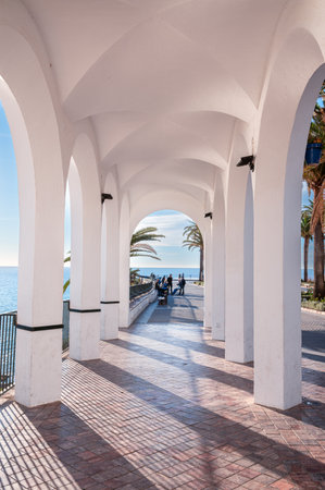Nerja, Spain : 2022 November 19 : Beautiful day in the touristic city of Nerja in Malaga, Spain in 2022.のeditorial素材