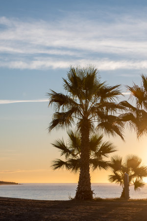 Sunrise in Nerja in Malaga in Spain in autumn 2022.の写真素材