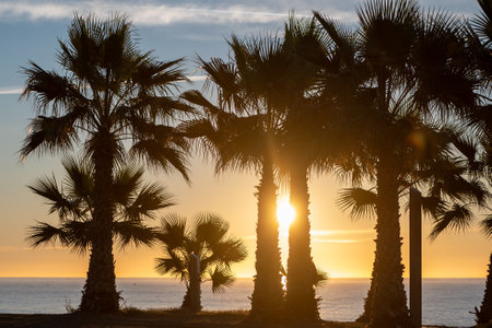 Sunrise in Nerja in Malaga in Spain in autumn 2022.の写真素材