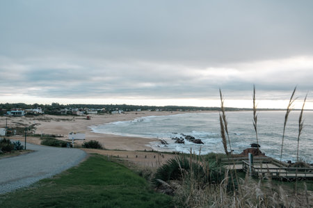 Sunrise at Playa del Desplayado in the tourist city of La Pedrera in Uruguay.の写真素材