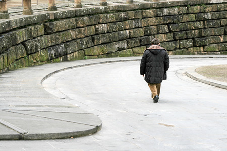 street view in italy with man walkingの写真素材