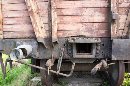 old train cabin with accessoriesの写真素材