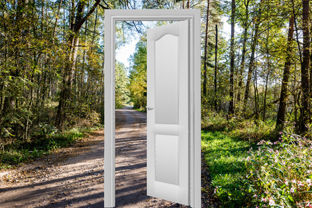 Nature scenes with doorway to a new world. easy to edit image.の写真素材