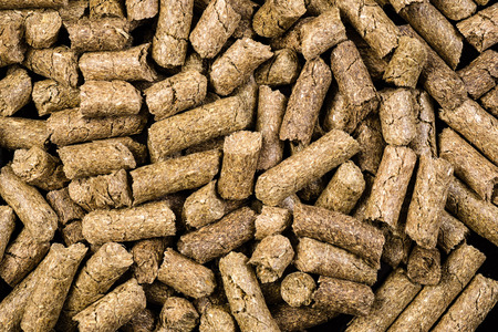 granulated animal food background texture isolated on black