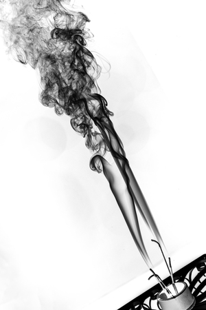 black smoke abstract on white background textureの写真素材