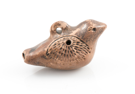 clay made toy whistle figure handmade craftの写真素材