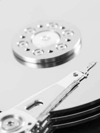 computer hard disk drive close-up shot. shallow depth of field. macro