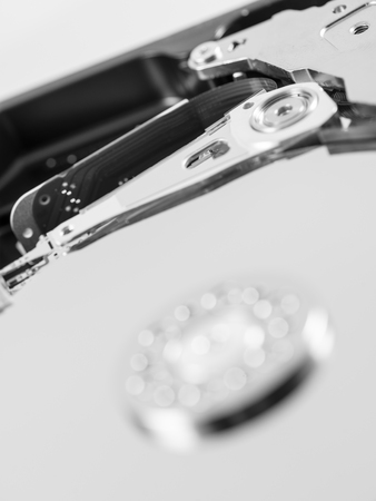 computer hard disk drive close-up shot. shallow depth of field. macroの写真素材