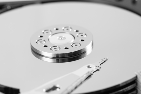 computer hard disk drive close-up shot. shallow depth of field. macroの写真素材