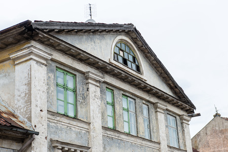 old historical buildings in old town of Kuldiga, Latviaの写真素材