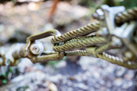 Rusty painted steel cable, bad condition. close upの写真素材