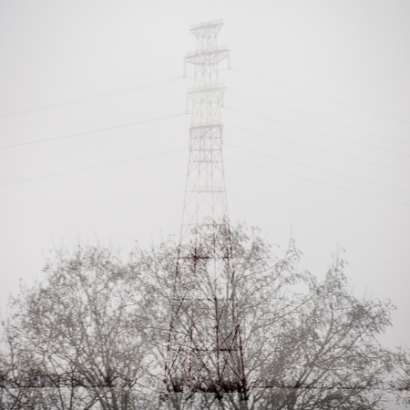 transmitter tower. radar lines with sky in background. double exposureの写真素材