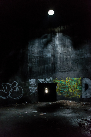 abandoned electro station building in early spring in latviaの写真素材