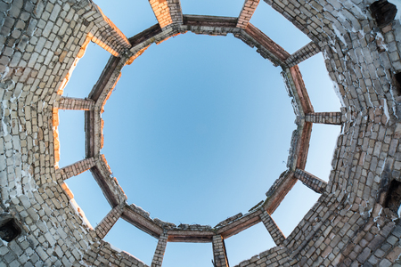 Abandoned ruins of military settlement. City of Skrunda in Latviaの写真素材