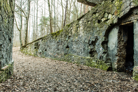 abandoned electro station building in early spring in latviaの写真素材