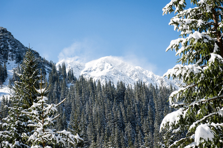 Beautiful landscape view of Western carpathian, Tatry mountains in winterの写真素材