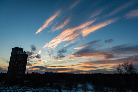 city light reflections over water at the night. colorful panorama of Riga, Latviaのeditorial素材