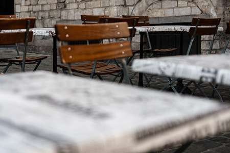 architectural street building front details in riga, latviaの写真素材