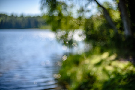reflection of clouds in the lake. abstract defocus blurの写真素材