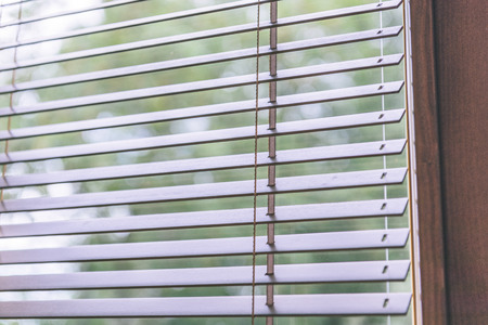 Modern wood blind for home and office in shop - vintage old lookの写真素材