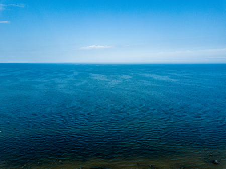 Aerial view of Baltic sea shore with rocks and forest on land. Latvia beachの写真素材
