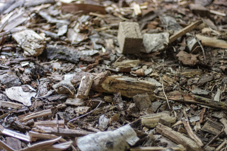 large pile of fire wood in countryside inside barnの写真素材