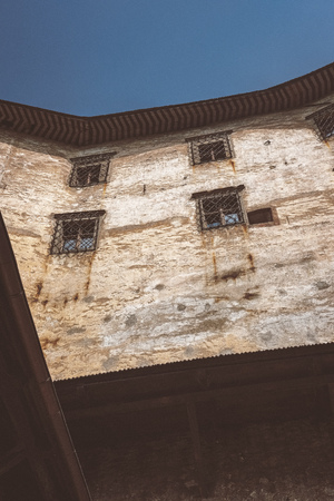 ruins of old abandoned castle on the cliff with bricks and stone. architecture details in Slovakia - vintage retro lookのeditorial素材