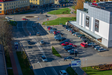 City of Valmiera in Latvia from above. panoramic image of urban areaのeditorial素材