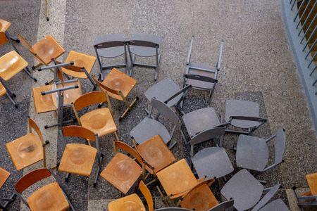 wooden chair textured ornament seen from above. background abstractの写真素材