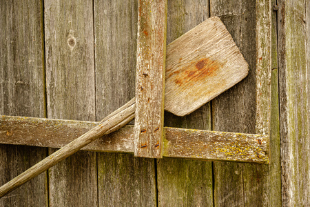 old wooden plank building structure in countryside. loneliness and silenceの写真素材