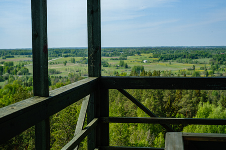 wooden fire watchtower construction details. forest towerの写真素材