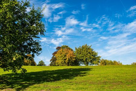 empty countryside life landscape in late autumn. wet dayの写真素材