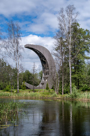 Kirkilai watchtower in Lithuania by the lakes in summer green pastureのeditorial素材
