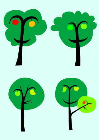 Trees and fruits のイラスト素材