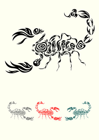 Scorpion, tribal art tattoo design, vector file のイラスト素材