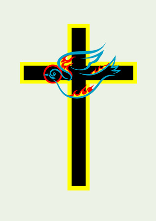 Cross with dove Holy spirit, art vector design のイラスト素材